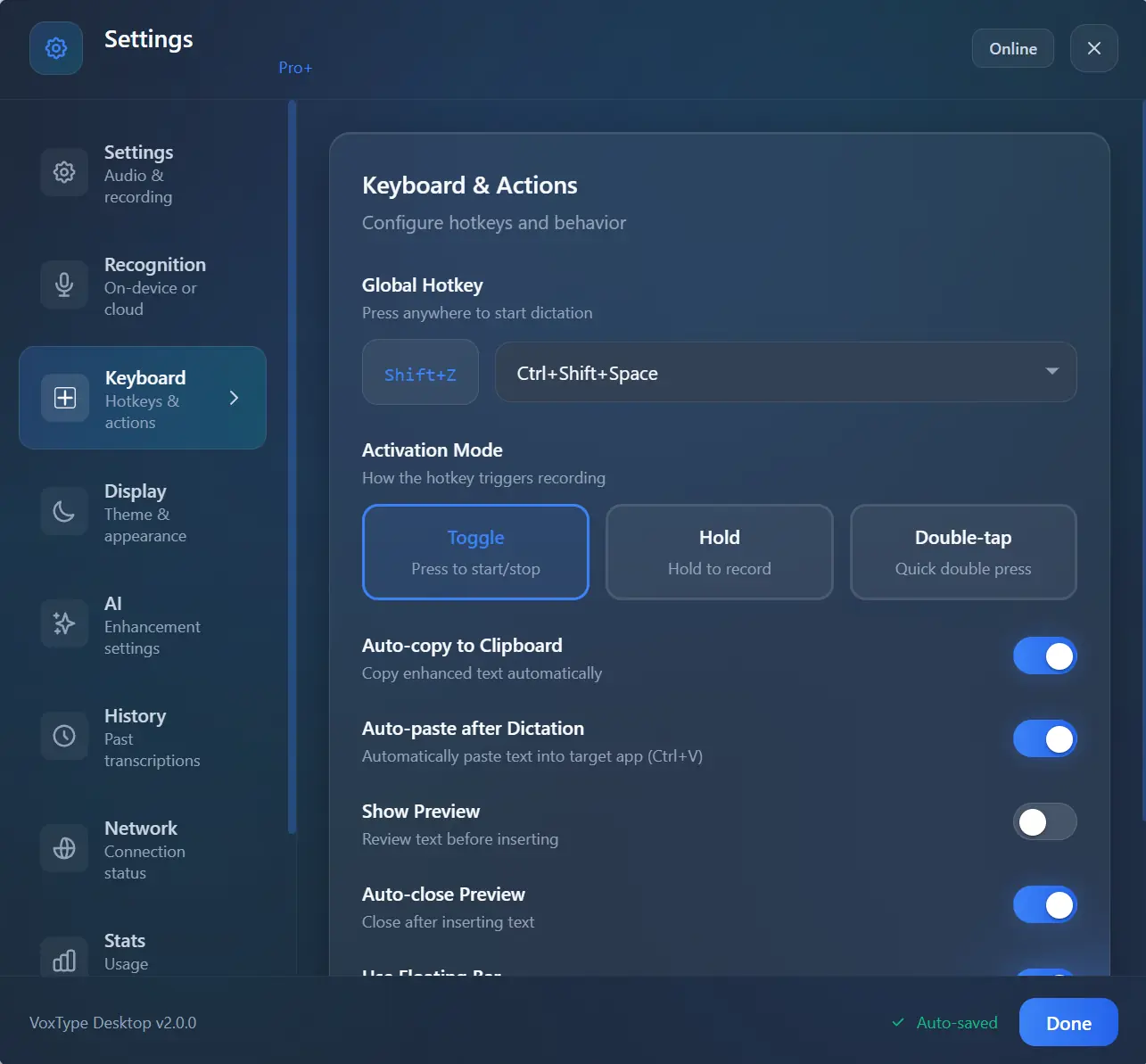 Keyboard Settings